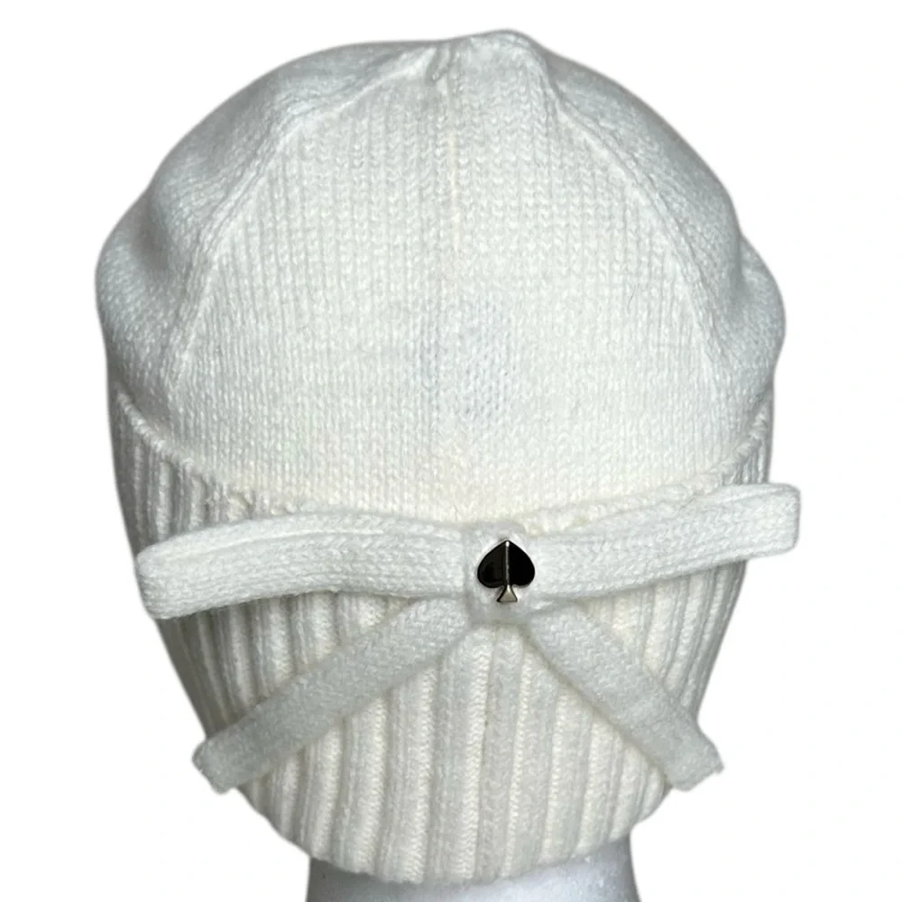 Kate Spade Soft Knit Tonal Signature Bow w Metallic Spade Accent Rib Cuff New!